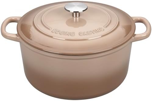 EDGING CASTING Enameled Cast Iron Dutch Oven with Sourdough Bread Baking Kit, Bread Dutch Oven with Lid, Includes Proofing Basket & Baking Tools, 5qt, Mocha