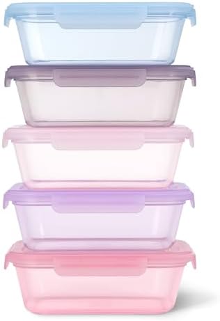 Ello Snap & Nest 4.5 Cup Plastic Meal Prep Set, 10 Piece, Berry Fields