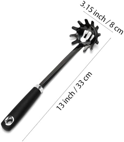 Black Stainless Steel Pasta Spoon, Spaghetti Server, Pasta Fork