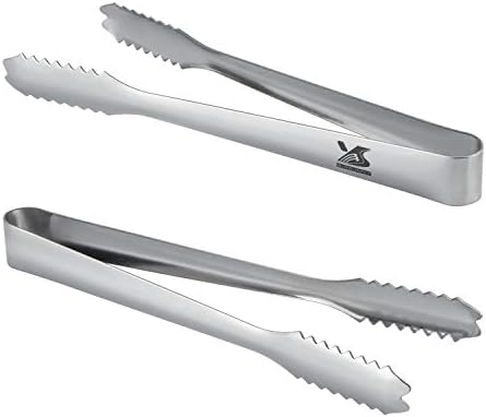 MSY BIGSUNNY Durable Stainless Steel Ice Tongs, 7 inch Sugar Cube Serving Tongs, Set of 2