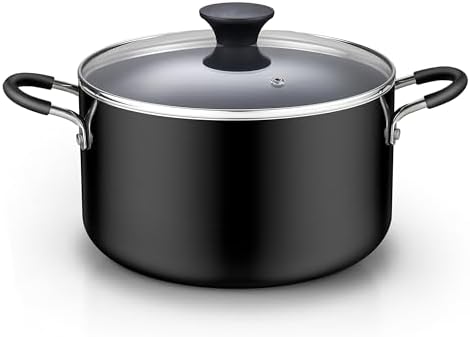 Cook N Home 6 Quart Non Stick Stock Pot with Lid, Large Pots for Cooking