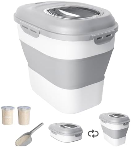 20-50 Lbs Airtight Food Storage Container Wheels,Collapsible Rice Container