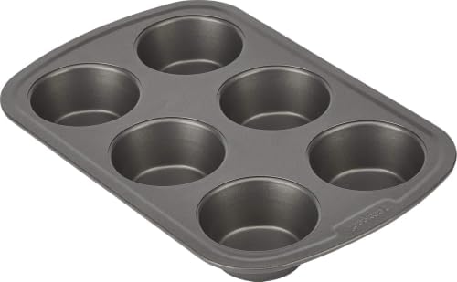 GoodCook Everyday Muffin Pan Nonstick Warp-Resistant Carbon Steel Construction, Gray 6 Cups (Pack of 12)