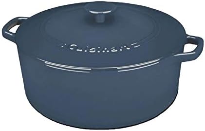 Cuisinart Chef's Classic Enameled Cast Iron Dutch Oven with Lid, Porcelain Enameled Interior, Oven Safe, Induction Compatible, 7-Quart, Round, Provencial Blue