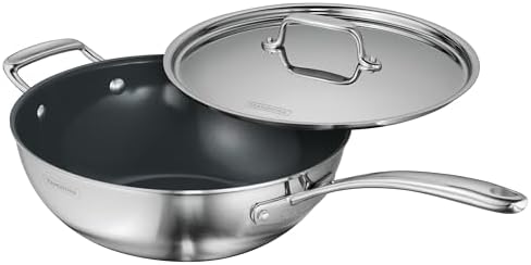 Tramontina Utsava Tri-Ply Clad Stainless Steel 3.75-Quart Wok with Lid