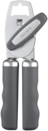 Zulay Kitchen Manual Can Opener Heavy Duty Patented Stainless Steel, Gray