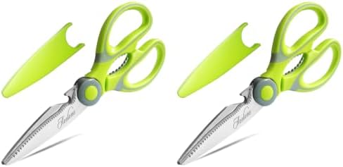 Kitchen Shears, Acelone Premium Heavy Duty Shears Ultra Sharp Stainless Steel Multi-function Kitchen Scissors for Chicken/Poultry/Fish/Meat/Vegetables/Herbs/BBQ… (Light Green) (Pack of 2)