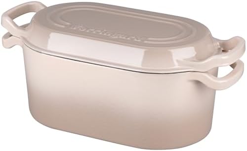 VORRINGARD Oval Dutch Oven Pot with Lid, Enamel Coating Cast Iron Bread Pans for Homemade Sourdough Bread Baking, Cooking, 4 Quart, Latte