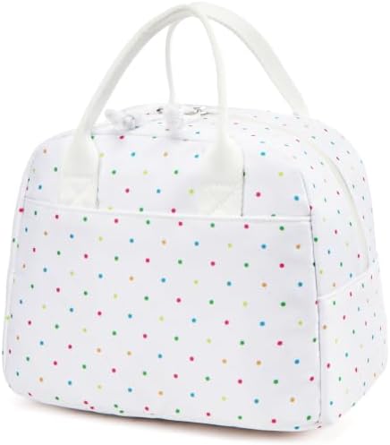 LOVELYWIND Lunch Box for Women, Insulated Lunch Bag, Colorful Polka Dot