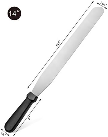 New Star Foodservice Straight Icing Spatula, 14 Inch Blade, 19 Inch Overall, Bakery-Grade Stainless Steel Spatula for Large Cakes
