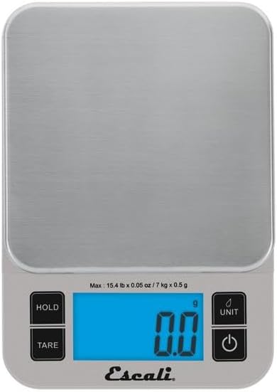 Escali Nutro Digital Food Scale, Multi-Functional Kitchen Appliance, Precise Weight Measuring and Portion Control, Baking and Cooking Made Simple, Stainless Steel Platform, Black, 1 Unit