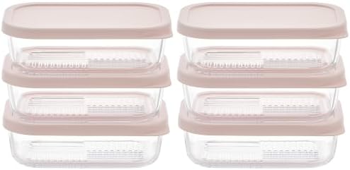 Glass Food Storage Containers with Lids — 12 Piece — 17.6 oz Glass with BPA-Free Leak Resistant Stackable Lids — Microwave, Oven & Dishwasher Safe — Ideal for Meal Prep & More - Berry Blush