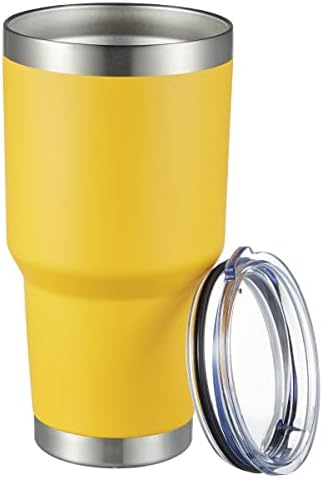 MEWAY 30oz Tumbler Double Wall Vacuum Insulated Travel Mug, Stainless Steel Tumbler with Lid, Durable Powder Coated Insulated Coffee Cup for Cold & Hot Drinks (Yellow,1 PACK)