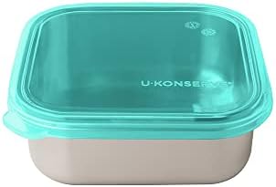 U-Konserve 15 oz Stainless Steel Bento Box Food Container Teal Silicone Lid