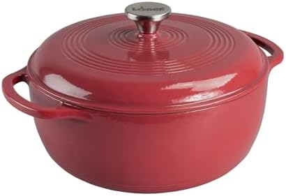 Lodge Essential Enamel Cast Iron Dutch Oven, 6 Quart, Cranberry