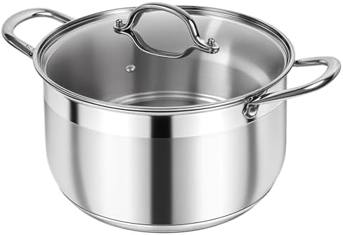 Kirecoo 5 Quart Stainless Steel Induction Stock Pot with Visible Lid