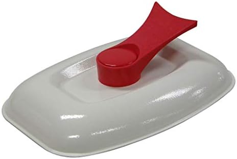 Microwave Grill Pan with Lid for Grilling, Browning, and Crisping Vegetables, Sandwich, & Meat, Red