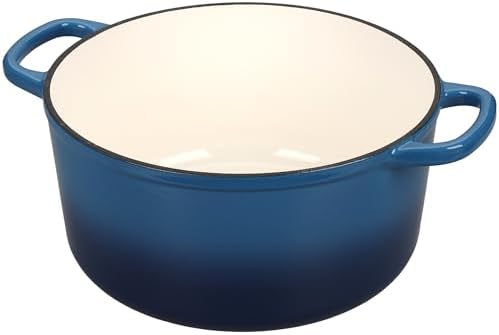 EDGING CASTING Enameled Cast Iron Dutch Oven with Sourdough Bread Baking Kit, Bread Dutch Oven with Lid, Includes Proofing Basket & Baking Tools, 5qt, Lake Blue