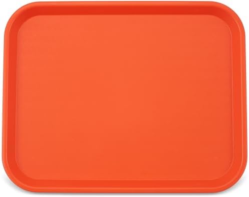 Carlisle FoodService Products Cafe Fast Food Cafeteria Tray with Patterned Surface for Cafeterias, Fast Food, And Dining Room, Plastic, 17.87 X 14 X 0.98 Inches, Orange