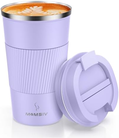MOMSIV 17oz Travel Coffee Mug, Insulated Coffee Cup with Leakproof Lid