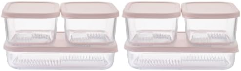 Glass Food Storage Containers with Lids — 12 Piece — 26.5 oz & 40.57 oz Glass with BPA-Free Leak Resistant Stackable Lids — Microwave, Oven & Dishwasher Safe — Ideal for Meal Prep & More Berry Blush