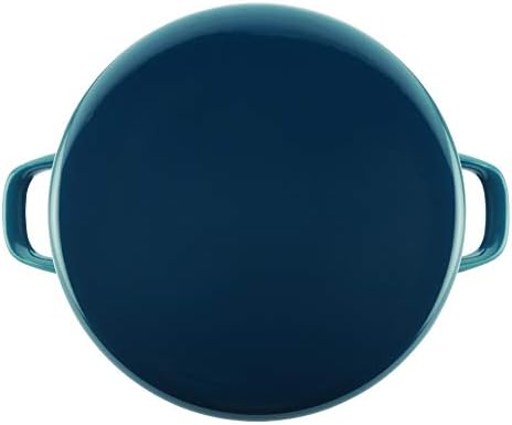 Rachael Ray Enamel on Steel Stock Pot/Stockpot with Lid, 12 Quart, Marine Blue