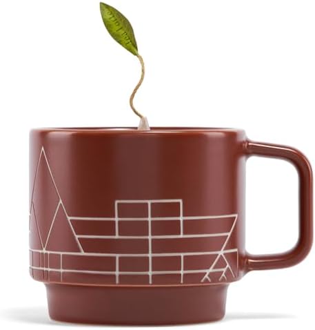 Tea Forte Café Cup with Lid, Terra Frank Lloyd Wright, 8 oz