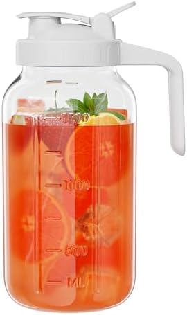 JunVpic Glass Pitcher with lid, 64 oz Wide Mouth Mason Jar