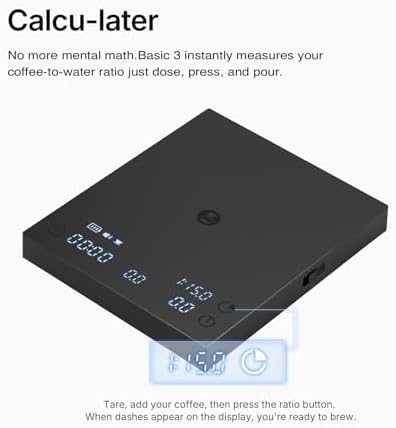 TIMEMORE Coffee Scale Basic 3.0 with Coffee-to-Water Ratio/Water Flow Rate/Timer Function, Digital Scale for Espresso and Pourover Mode, Black