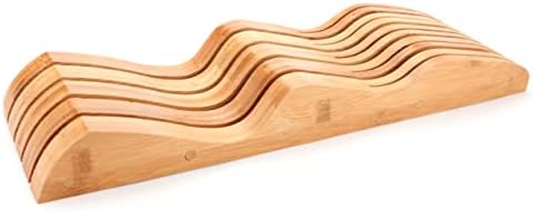 Bamboo Knife Block Holder, 9 Knives Dock, In-Drawer Knife Drawer Organizer