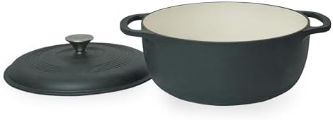 Mercer Culinary Enameled Cast Iron Round Dutch Oven, 6 qt., Matte Black