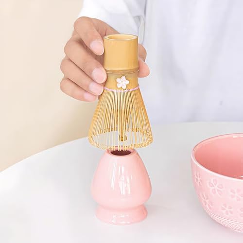 Ceramic Matcha Whisk Holder Stand for Bamboo Matcha Chasen (Pink)