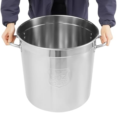 50 Quart 304 Stainless Steel Stockpot Commercial Large Stock Pot with Lid & Handles, Cookware Soup Pot for Boiling Cooking Stew, Induction Cooking Pot for Home Restaurant Hotel (48L/50Qt)
