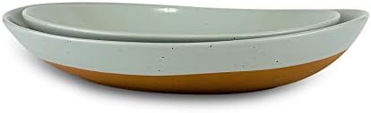 MORA Ceramic Large Serving Bowls- Set of 2 Oval Platters for Entertaining. Modern Kitchen Dishes for Dinner, Fruit, Salad, Turkey, etc. Oven, Dishwasher Safe, 55/35 oz, 13.5" / 11.8" - Earl Grey