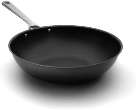 STRATA 12.5" Carbon Clad® Nitrided Wok, 3-Ply Carbon Steel Cookware with Aluminum Core, Lightweight, Even Heating, Naturally Stick-Resistant & Fast-Heating