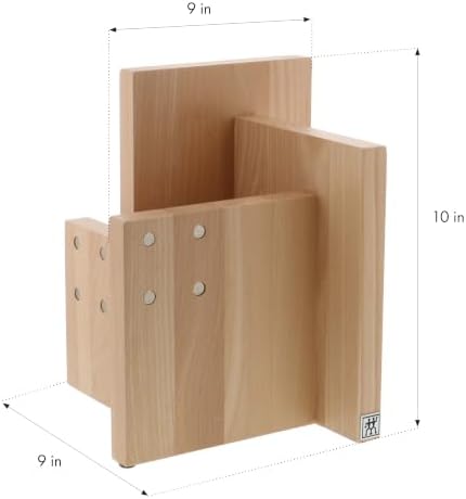 ZWILLING Square Magnetic Knife Block, Made in Italy, Natural Beechwood Kitchen Knife Holder, Contemporary Countertop Storage