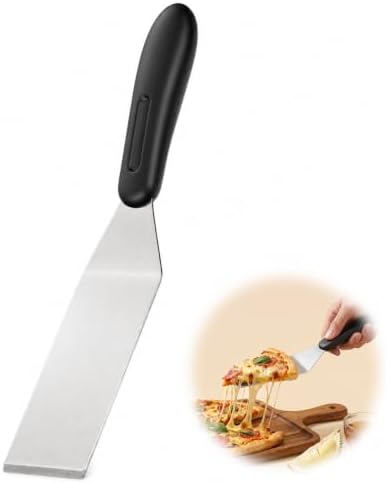 Metal Spatula for Cast Iron Skillet, 7.9 Inch Small Metal Spatula Stainless Steel Flat Top Spatula with Silicone Metal Turner Spatulas for Pancakes, Eggs, Griddle Scraper, BBQ or Desserts