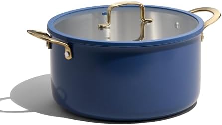 CAROTE 8QT Full Clad Tri Ply Stainless Steel Stock Pot with Lid, Kitchen Stockpot Soup Pot, Outer Ceramic Layer, Even Heating, All Stoves Compatible, Oven & Dishwasher Safe, Stay Cool Handle, Blue