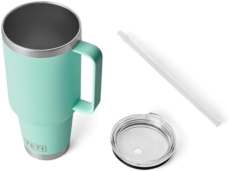 YETI Rambler 42 oz Tumbler with Handle and Straw Lid, Travel Mug Water Tumbler, Vacuum Insulated Cup with Handle, Stainless Steel, Seafoam