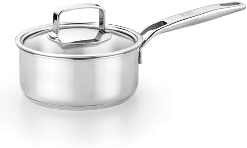 BRA COOKWARE Signature Stainless Steel Saucepan w/Lid | 7 Inches 1.4 Qt