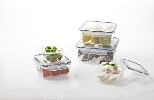 LOCK & LOCK Easy Essentials Food Storage lids/Airtight containers, BPA Free, Square-20 oz-for Coffee, Clear