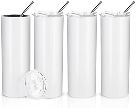 PYD Life 4 Pack Sublimation Blanks Tumblers Straight Skinny 20 OZ