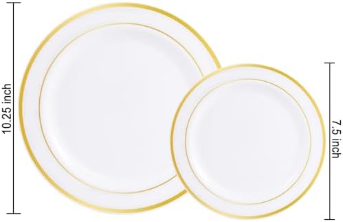I00000 60 Pcs Gold Plastic Plates, Premium Disposable Gold Plates