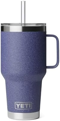 YETI Rambler 35 oz Tumbler with Handle and Straw Lid, Travel Mug Water Tumbler, Vacuum Insulated Cup with Handle, Stainless Steel, Moon Dust - Textured