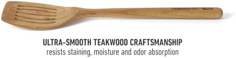 Calphalon Prime Slotted Turner, 13-Inch Teak Wood Slotted Spatula, Wooden Cooking Turner for Nonstick Cookware, Heat-Resistant Moisture-Resistant Kitchen Tool