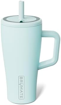 BrüMate Era 20 oz Tumbler with Handle and Straw | 100% Leakproof Insulated Tumbler with Lid and Straw | Made of Stainless Steel | Cup Holder Friendly Base | 20oz (Blue Agave)