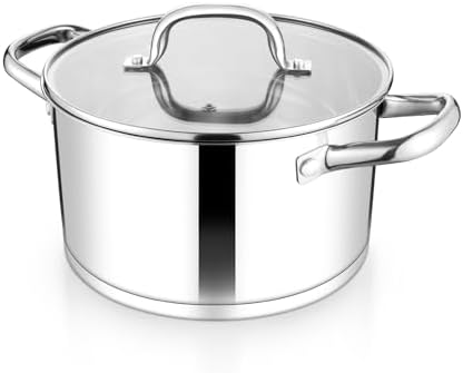 TeamFar 5 QT Stock Pot, Tri-ply Bottom Stainless Steel Stockpot