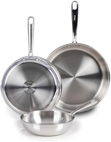 T-fal Pro Tri-Ply Stainless Steel Frying Pan Set, 3-Piece, Induction