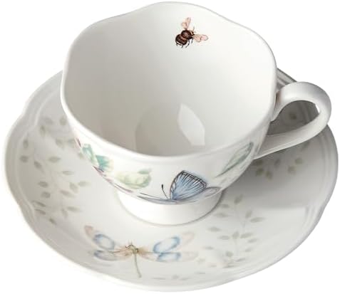 Lenox Butterfly Meadow Blue Porcelain Tea Cup and Saucer Set