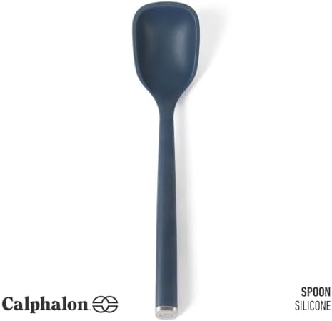 Calphalon Edge Silicone Spoon, Flexible Silicone Cooking Spoon with Reinforced Core, Heat-Resistant Nonstick-Safe Kitchen Spoon for Stirring, Mixing & Serving, Navy